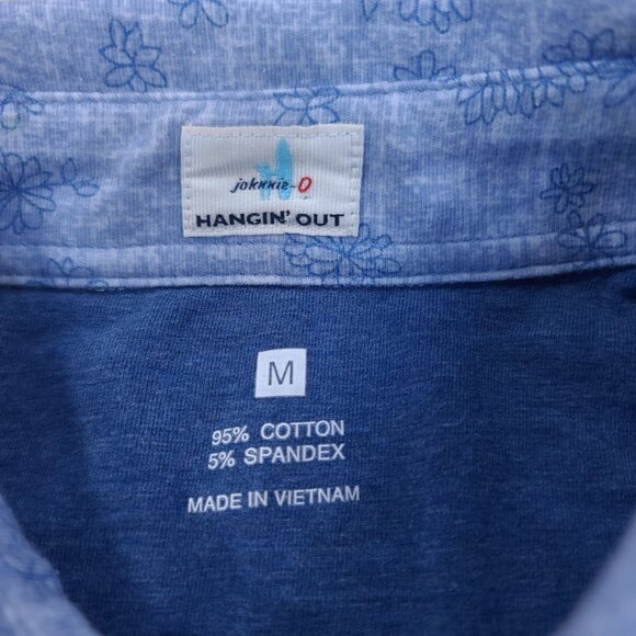 Johnnie-O Shirt Mens Medium Blue Lindley Floral Golf Short Sleeve Preppy Top - Picture 6 of 8